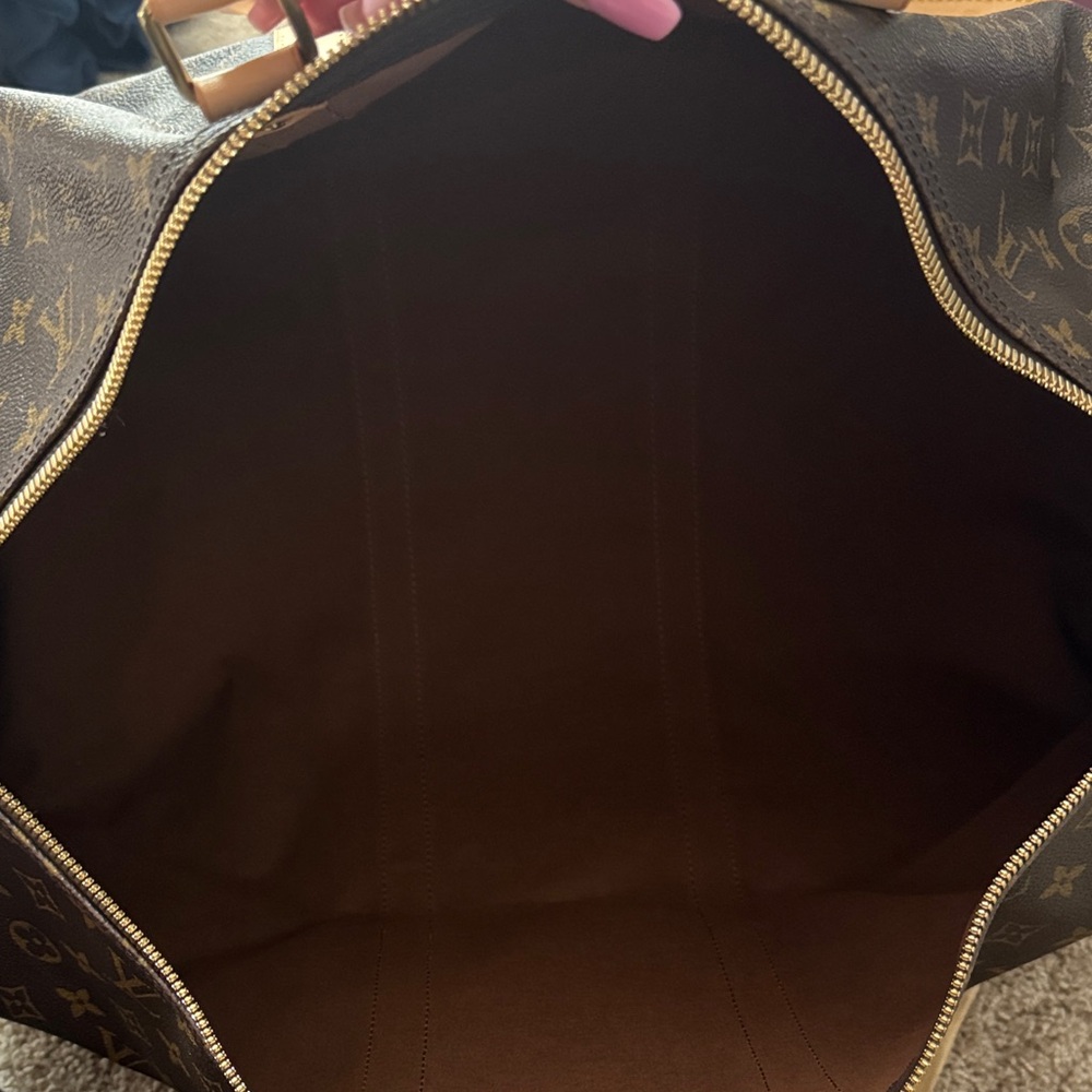 Louis Vuitton Brown Monogram Canvas 55 Duffel with Tan Leather Trim - Picture 9 of 16